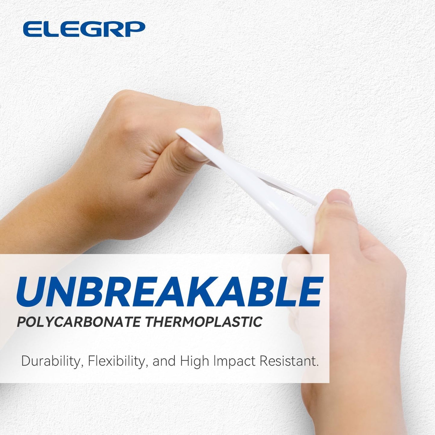 ELEGRP Decorative Receptacle Wall Plate, 1-Gang Mid Size Decorator Covers, Unbreakable Polycarbonate Faceplates for Decorator Device, UL Listed, Screws Included (1 Pack, Glossy White)