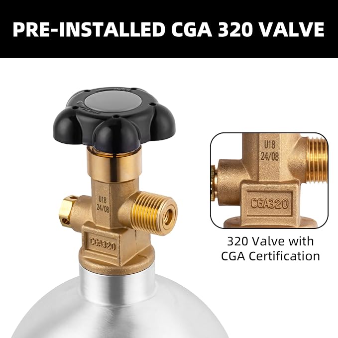 TMCRAFT 20lb CO2 Tank, High Strength Aluminum Alloy Cylinder with CGA-320 Valve, DOT Approved Cylinder for Kegerator kit and Draft Beer Dispensing