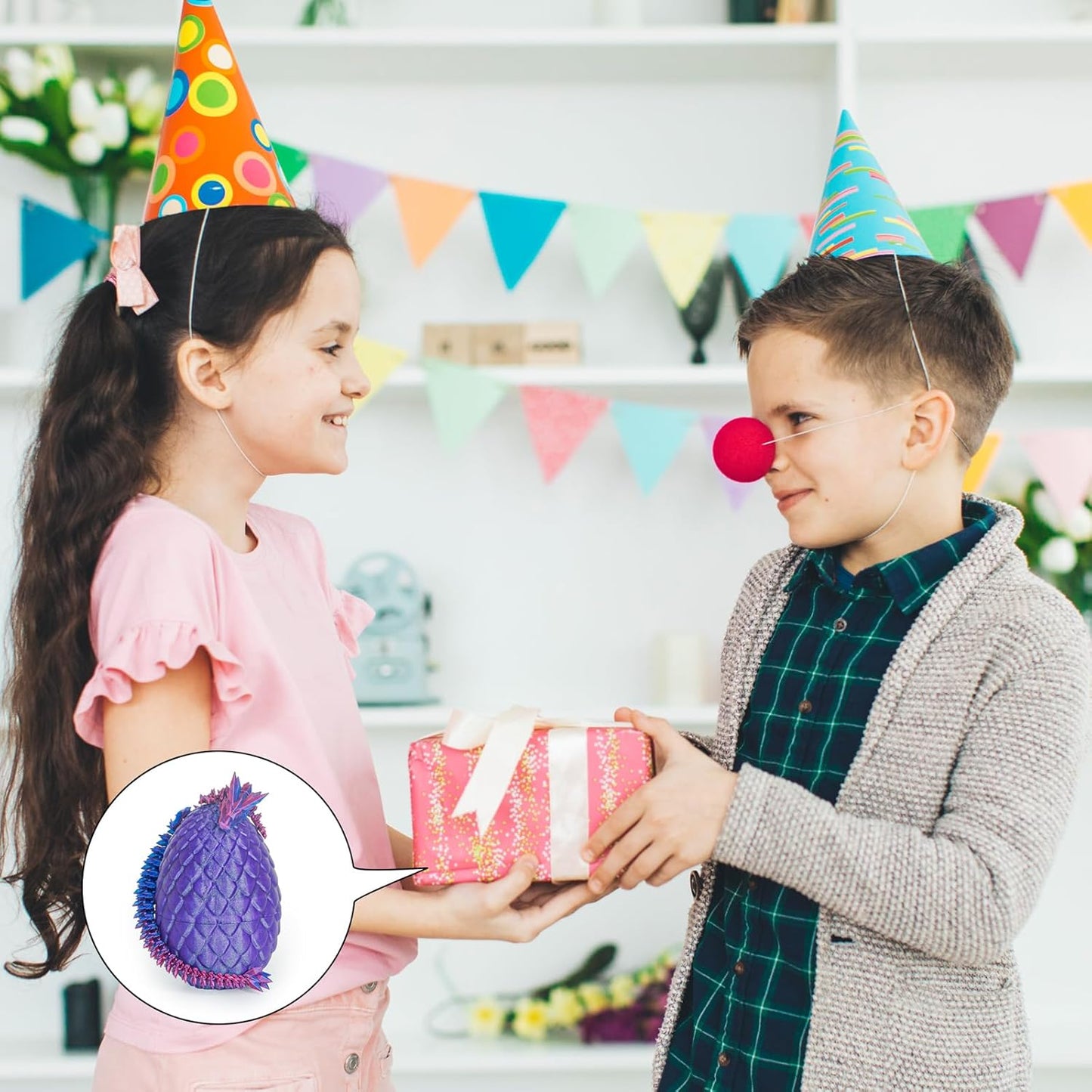 Dragon Eggs with Dragon Inside, 3D Printed Surprise Funny Gifts for Kids, Boys, Girls, Articulated Dragon Fidget Toys for Adults, Executive Desk Toys Office Room Decor (Shiny Purple)