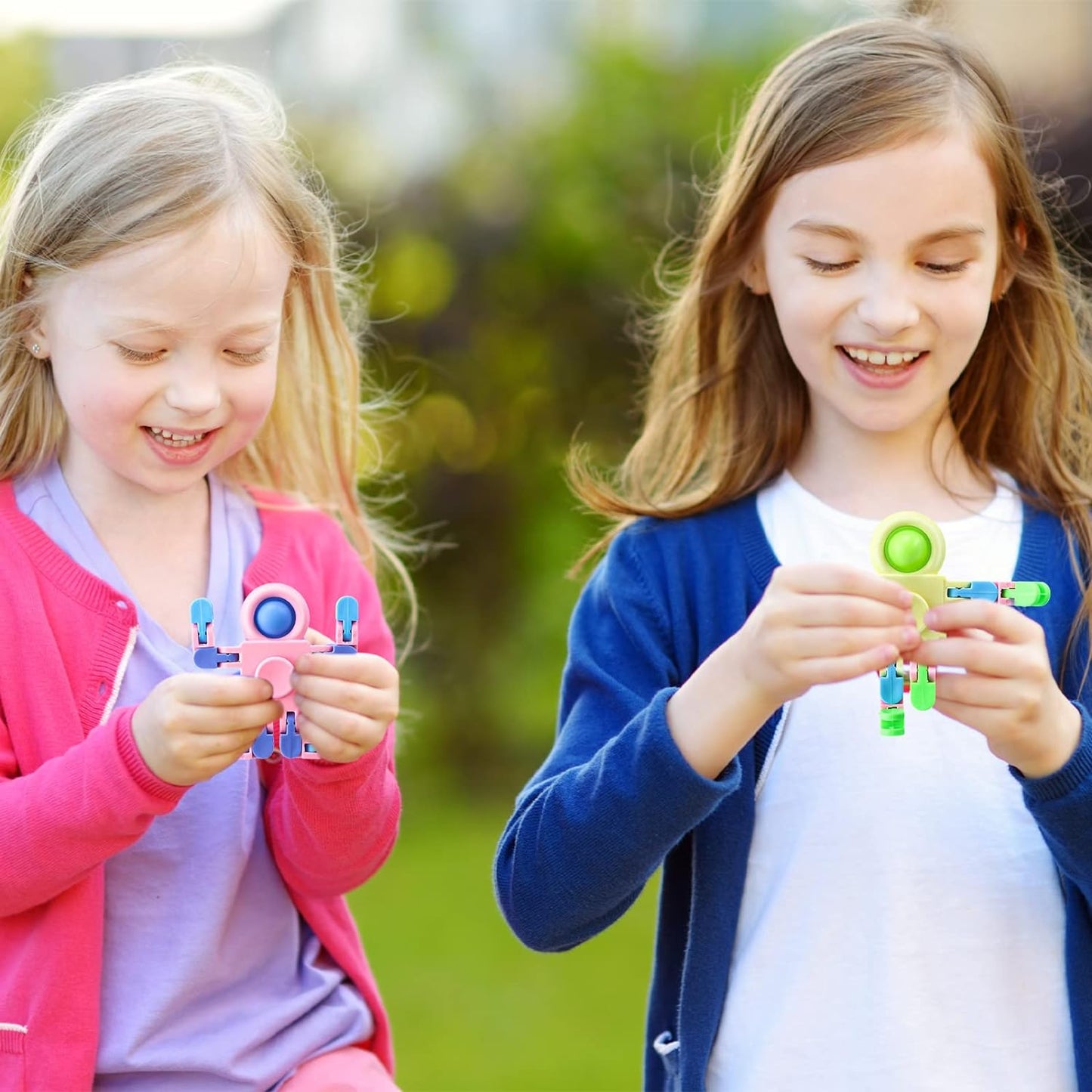 Hanaive 8 Pcs Robot Fidget Spinners Transformable Fingertip Gyro Chain Toy Fidget Sensory Toys Deformable DIY Stress Relief Fidget Toy Adults Pinata Goodie Bag Birthday School Gift