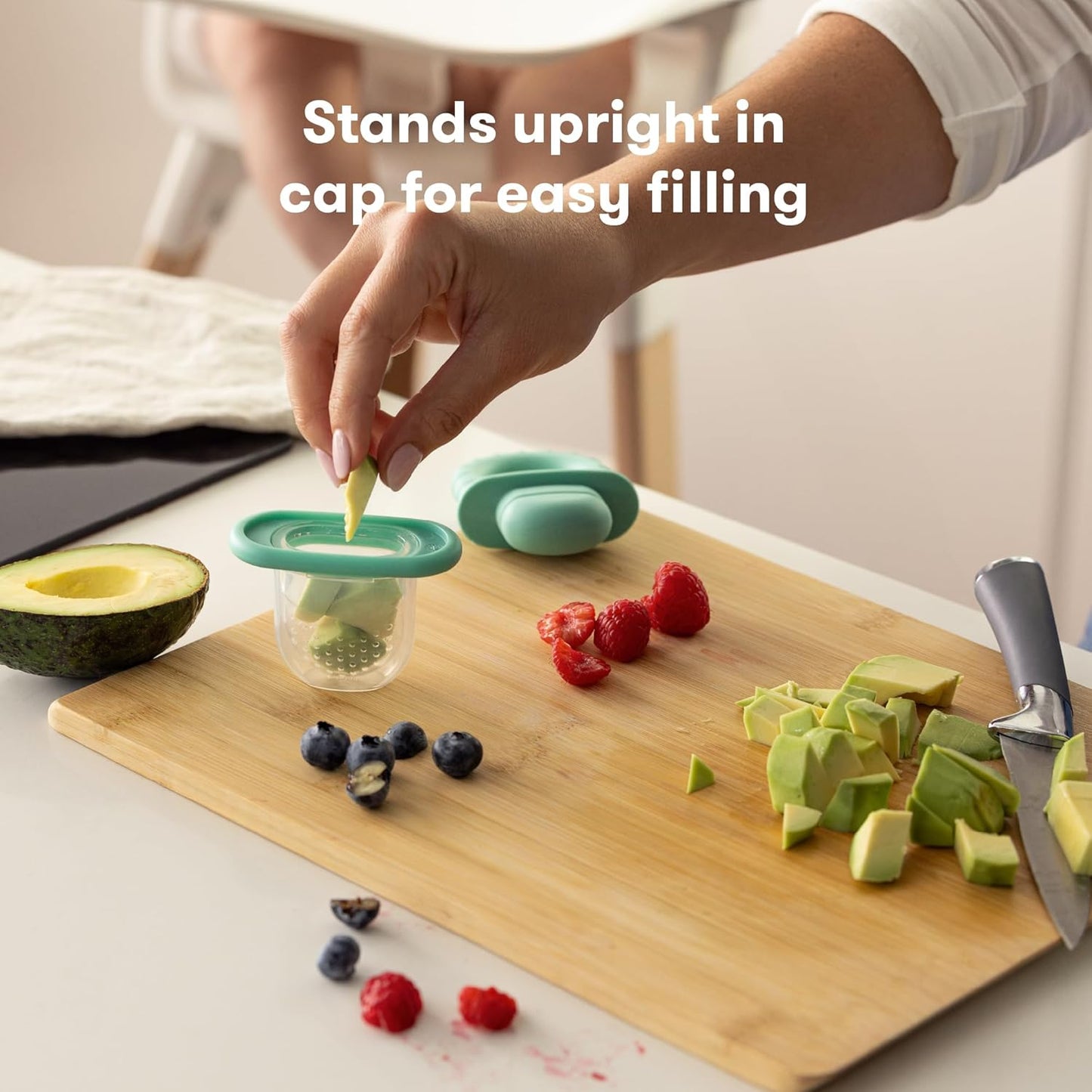 Frida Baby Push Pop Feeder, Baby Fruit Food Feeder to Safely Introduce New Foods, Fresh + Frozen, Silicone, BPA Free, Dishwasher Safe | 3 Count, Teal