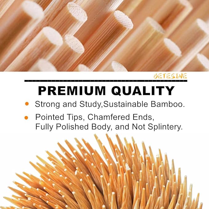 BETESINE 6.3mm Thick Bamboo Marshmallow Roasting Sticks, 30 Inch Extra Long Wooden S'mores Sticks for Fire Pit, BBQ, Camping, Sausage, Marshmallow Skewers – 100 PCS