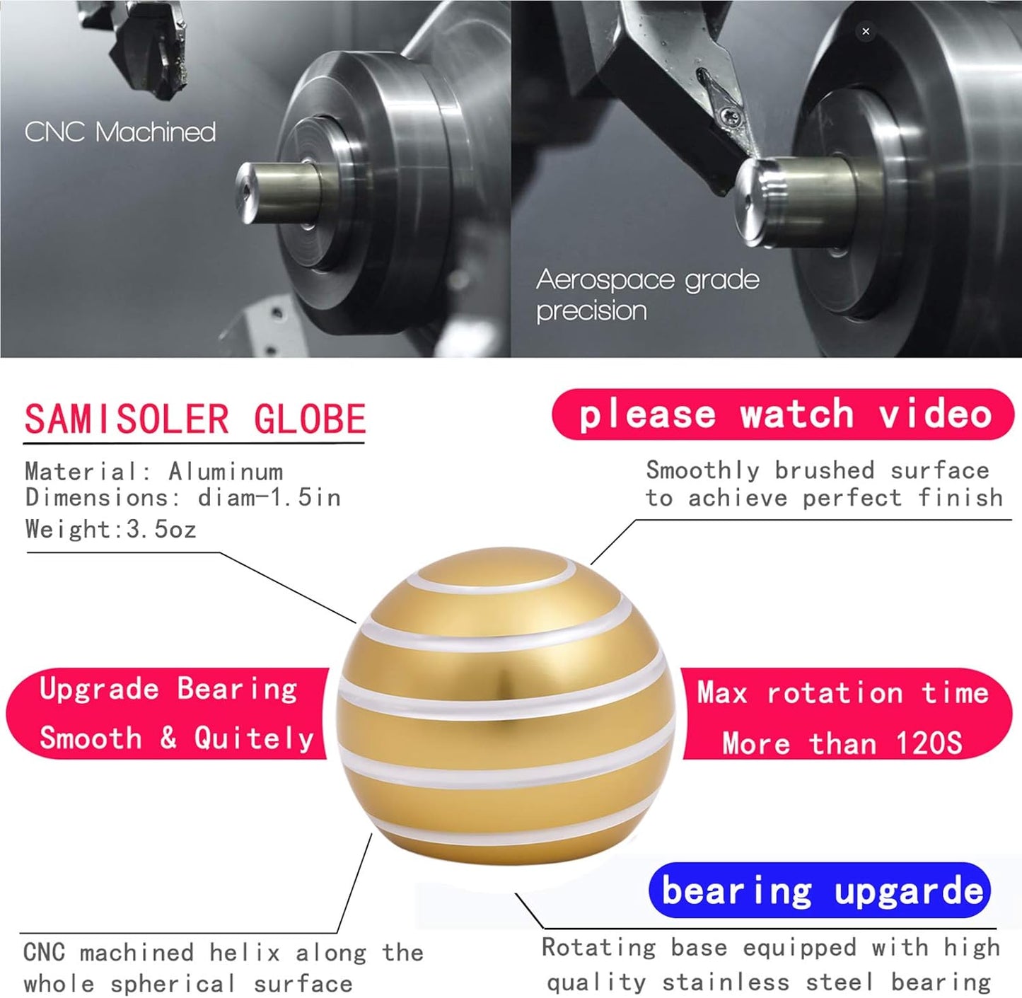 Desk-Fidget-Kinetic-Toys Cool-Gadgets: Cool-Stuff Thing Game Toy for Adult Teen Children Kid, Optical-Illusion Stress Relief Gifts for Man Women Home Office School Christmas Spinning Up 180 Seconds