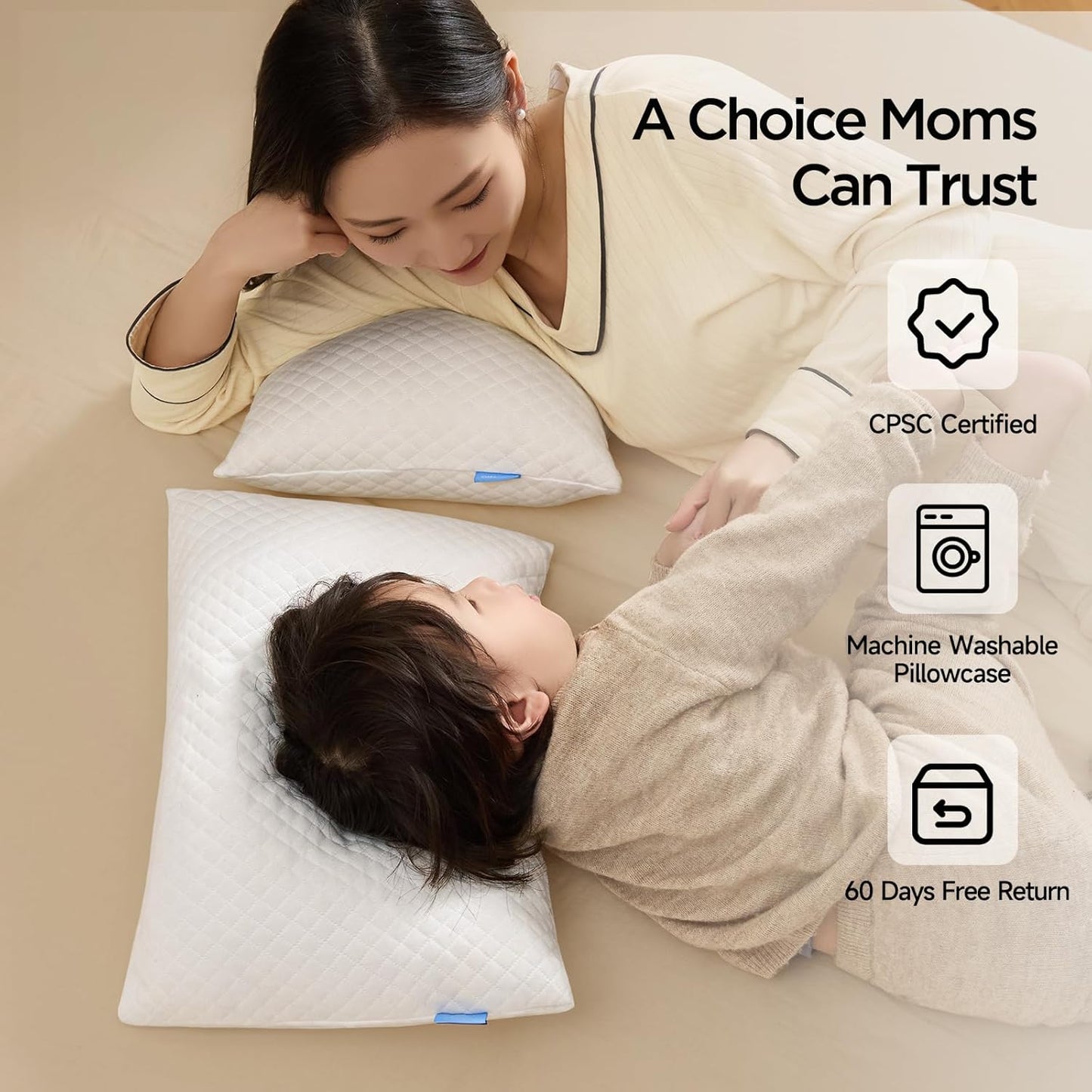 Memory Foam Toddler Pillow,20X14’ Kids Pillow with Machine Washable Comfortable Pillowcase Rayon Derived from Bamboo,Adjustable Height Toddler Pillows for Sleeping 2-6 Years Old (1, White)