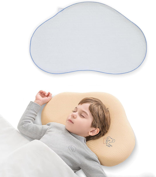 Reidio 1pc Toddler Silicone Pillow Breathable Toddler Pillow with Removable Cotton Pillowcase Kids Pillows for Sleeping Machine Washable (Blue, H2)