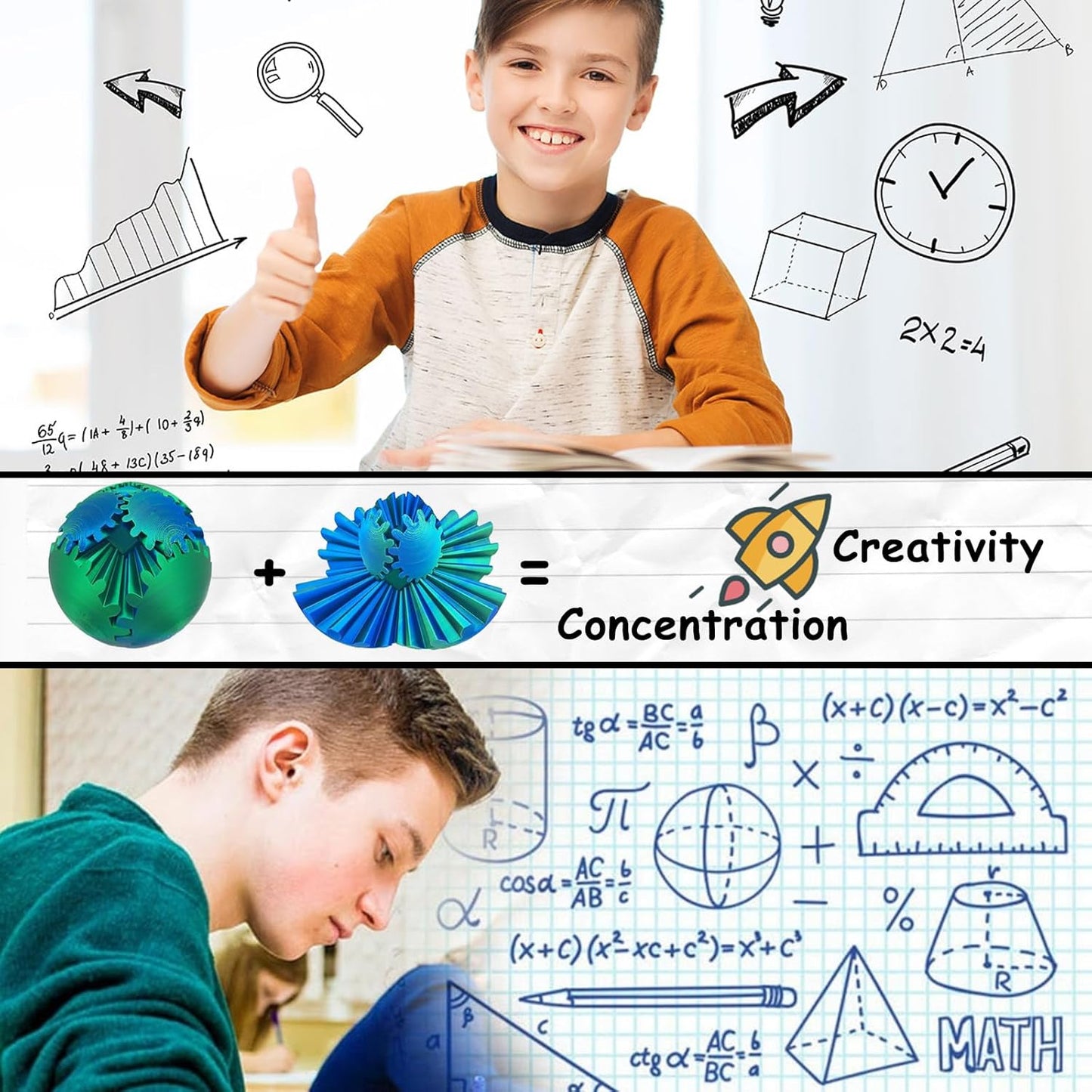 Gear Ball 3D Printed Gear Sphere Fidget Rotating Ball Cube Gadgets, Gear Sphere Ball for Work or Travel Stress Toys Gear Fidget Toys, Stress and Anxiety Relief Gear Toys (Powder Gray, 8CM/3.15in)