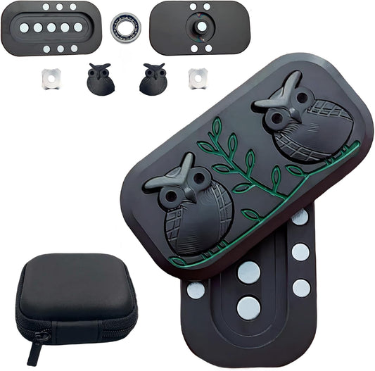 New Decompression Metal Poker Fidget Slider,Men's EDC Hand Slider,Poker Push Card Stress Relief Toys,Twig Sitting Owl Shape Design Fidget Toys,Office Desk Toys Gifts for Boyfriend and Father (Black)