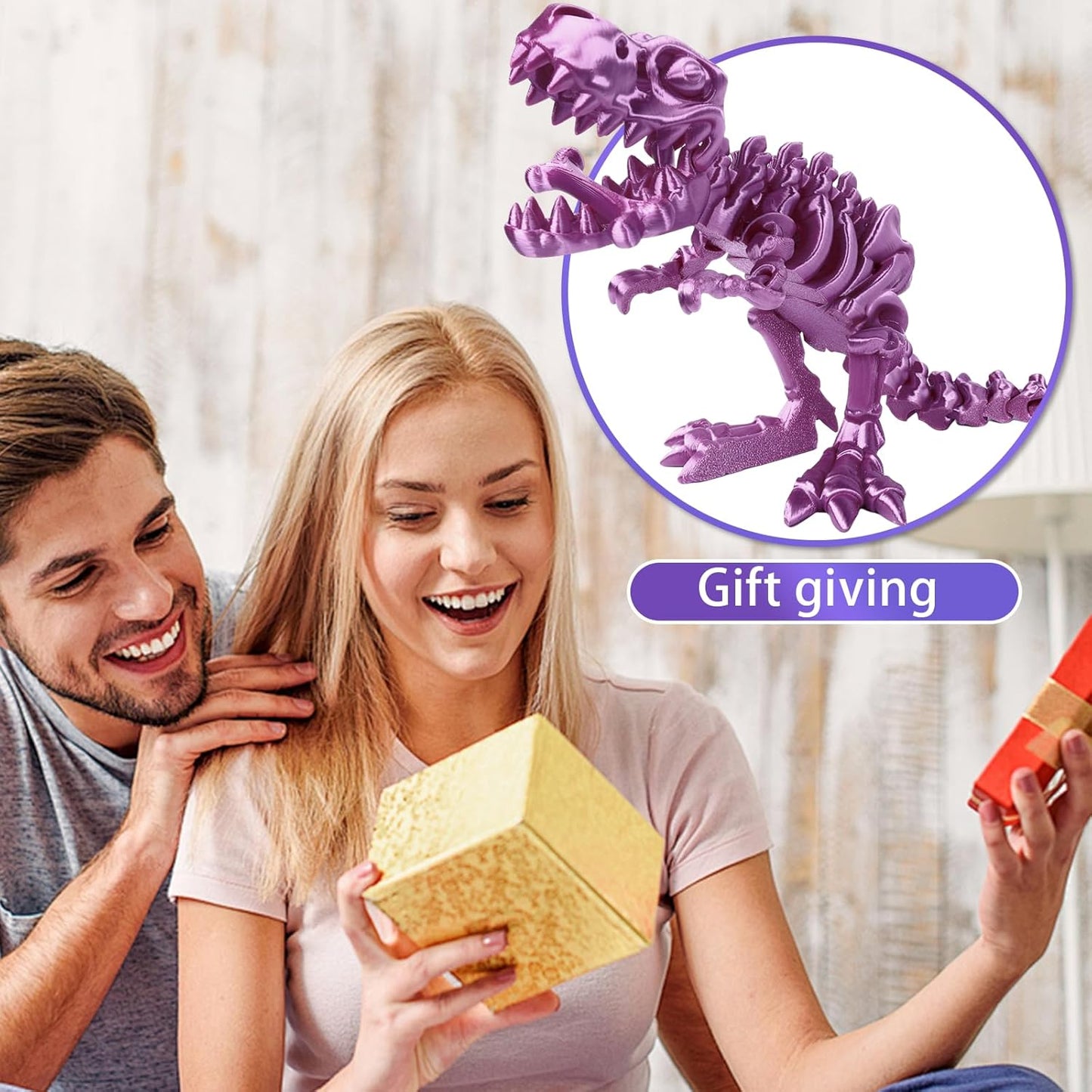 3D Printed Dinosaur Bone Skeleton Tyrannosaurus Rex with Movable Jaw Fidget Dinosaur Toys Full Articulated Dinosaur Executive Desk Toys Home Office Decor
