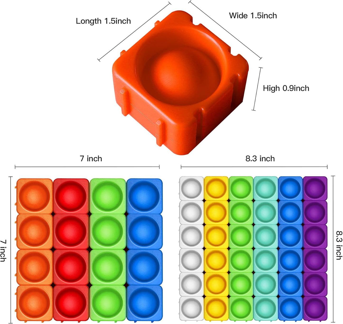 Giant Pop Blocks Bubble Premium Silicone Pop Fidget Blocks for Endless Joy and Education - Vibrant Pop Blocks for Imaginative Play and Puzzle Games-Toy Gift for Kids (25PCS)