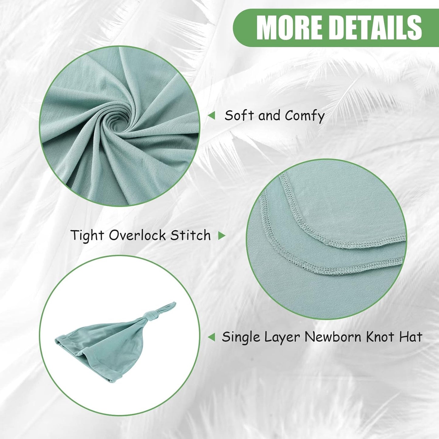 iEvolve Cotton Knitted Baby Swaddle Blanket with Hat Headband Set Newborn Swaddle Wrap Receiving Blankets for Baby Girl Boy 35" x 35"(LightGreen)