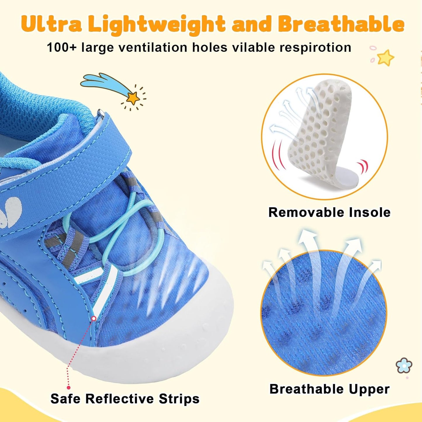 FEETCITY Wide Baby Shoes Boys Girls Baby Barefoot Shoes Breathable Infant Walking Shoe Crib Sock Shoe Toddler Sneakers Flexible