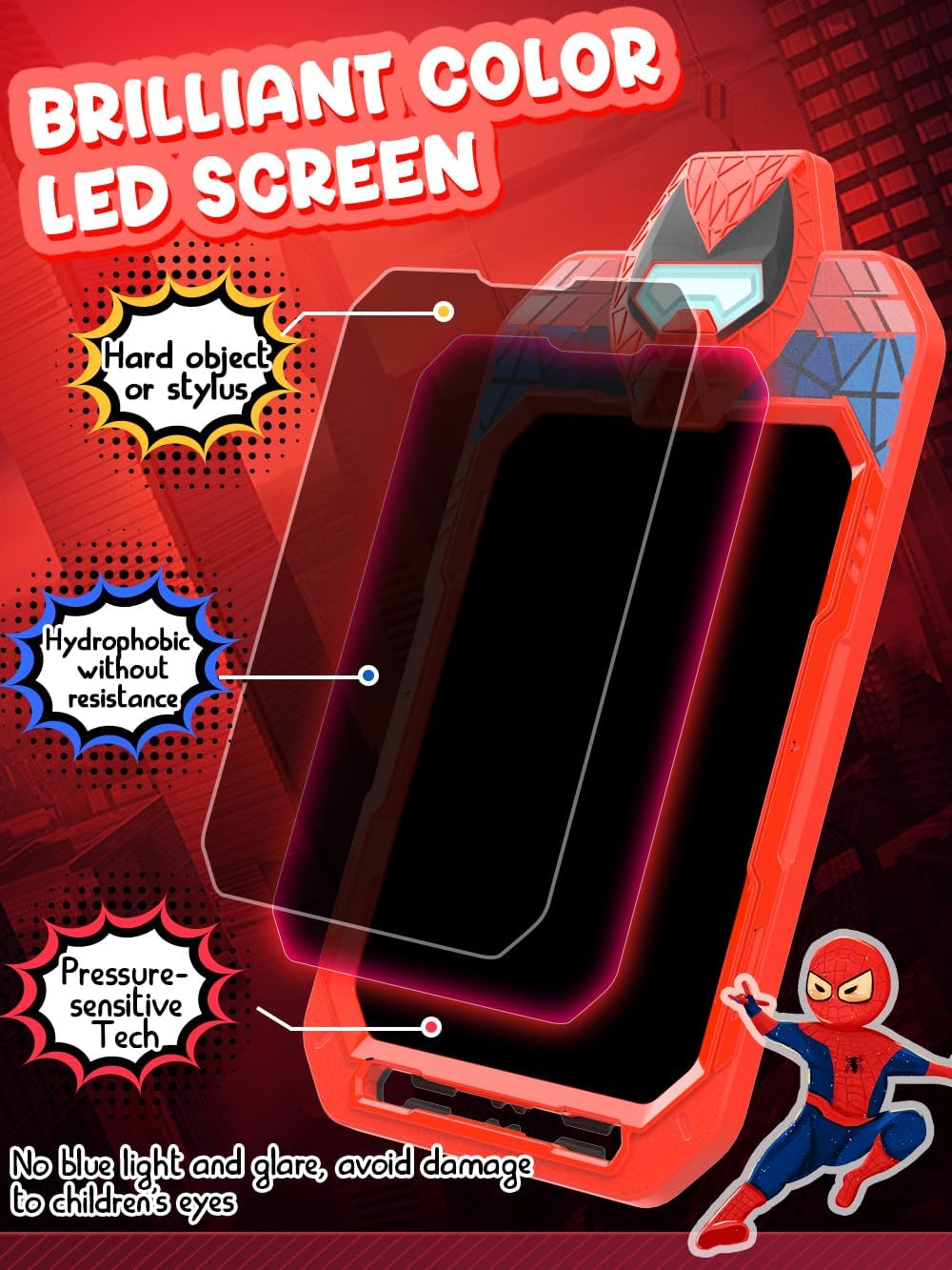 LCD Writing Tablet Doodle Board 10 Inch, Colorful Drawing Pad, Electronic Drawing Tablet, Drawing Pads,Travel Gifts for Kids Ages 3 4 5 6 7 8 Year Old Girls Boys (Alien Warrior)