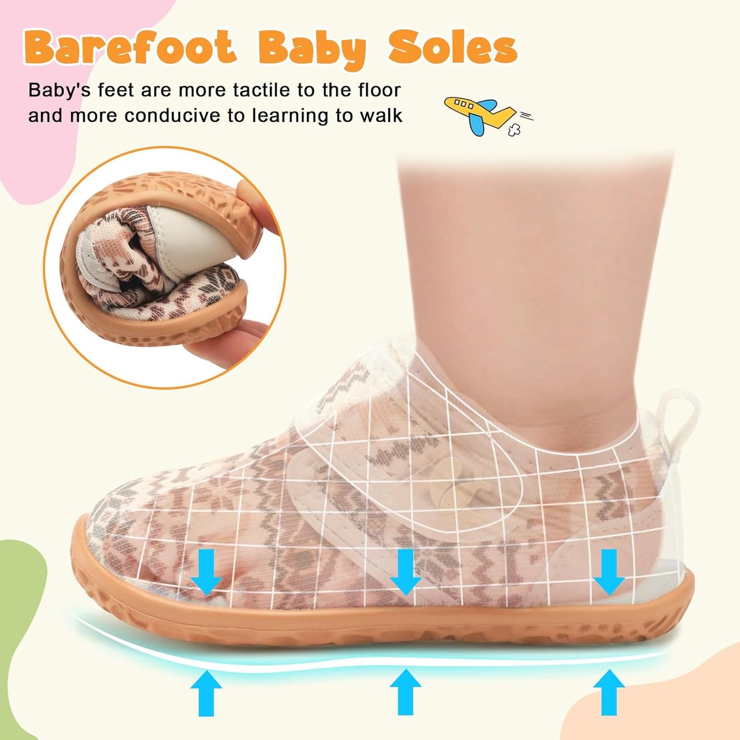 FEETCITY Baby Walking Shoes Barefoot Baby Shoes Infant Sneakers Newborn Crib Shoe Lightweight Flexible Slip On Shoe