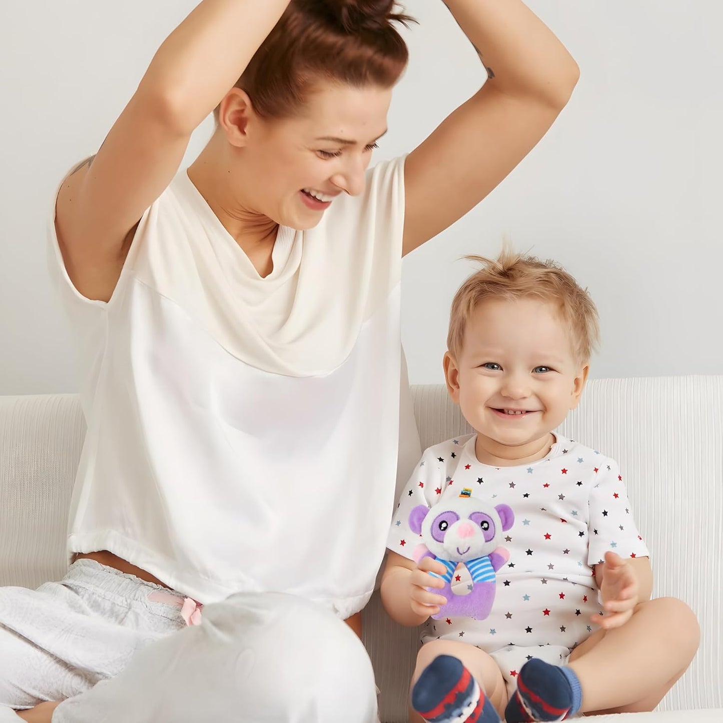 BLOOBLOOMAX Sock rattles for Babies 0-24 Months Baby Animal Foot Finder Educational Toys