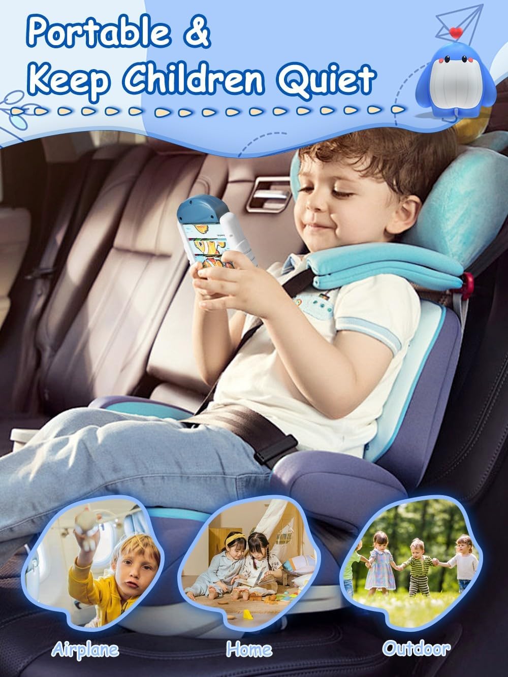 16-Piece Rotating Puzzles for Kids 4-6, Toddlers Puzzles 2-4, Road Trip, Airplane Activities Game, Travel Toys - Brain Teaser, Fine Motor Skills - Birthday Gifts Boys & Girls - Marine Life