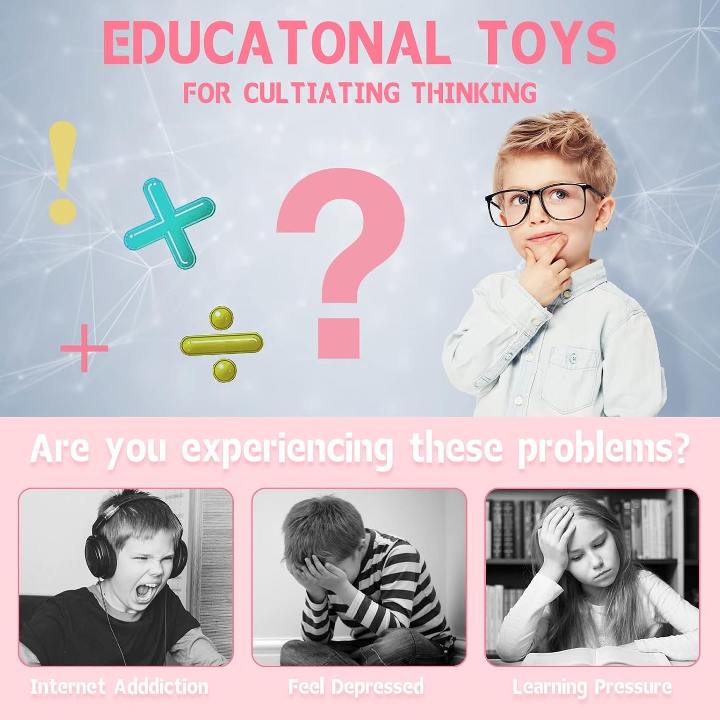 Magic Cube Bean Puzzle,Rotate and Puzzle,Stress and Anxiety Relief Fidget Toys,Brain Teasers Travel Games for Kids Teens Adults,Sensory Toys for Autistic ADHD,Pop Birthday Gift(Pink)