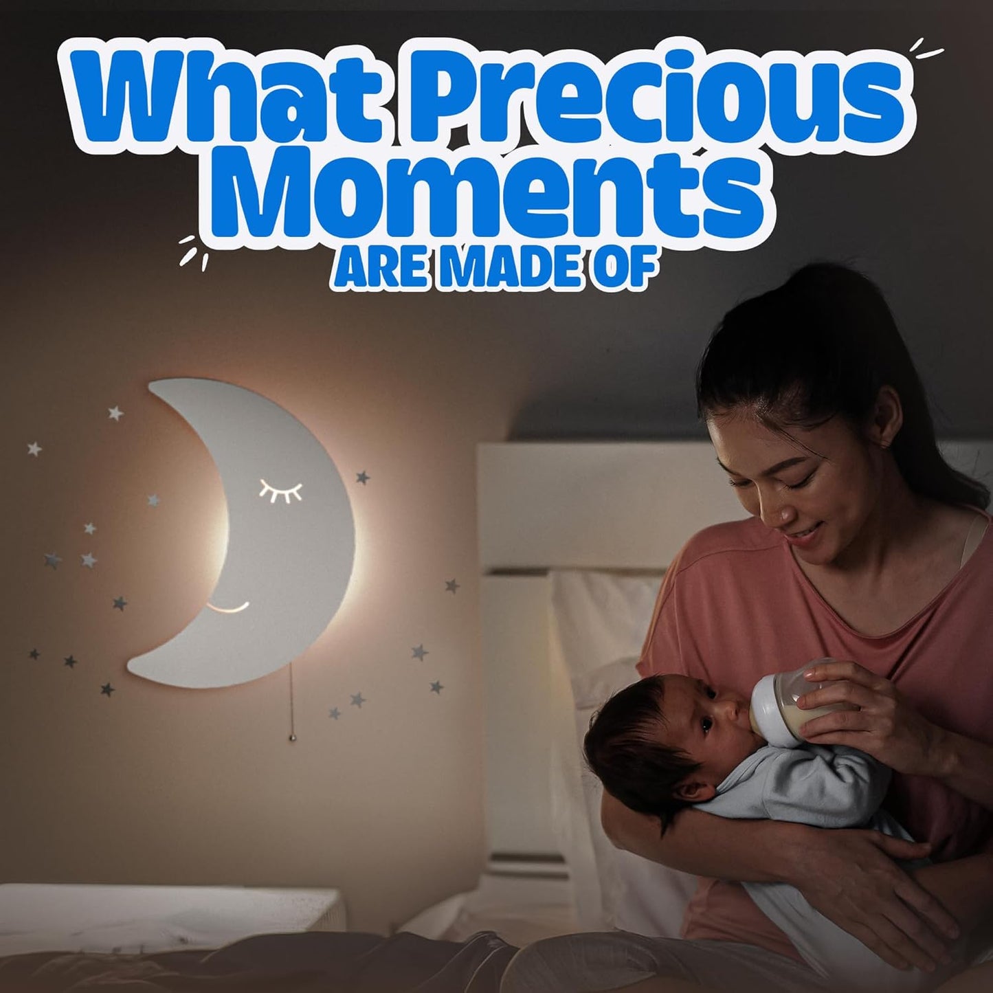 Tip perk Moon Lamp for Baby Nursery - Floating Moon Wall Lamp for Nursery | Cute Floating Moon Lamp for Kids Bedroom | Battery-Operated Hanging Night Lights | Cordless Moon Lights for Bedroom