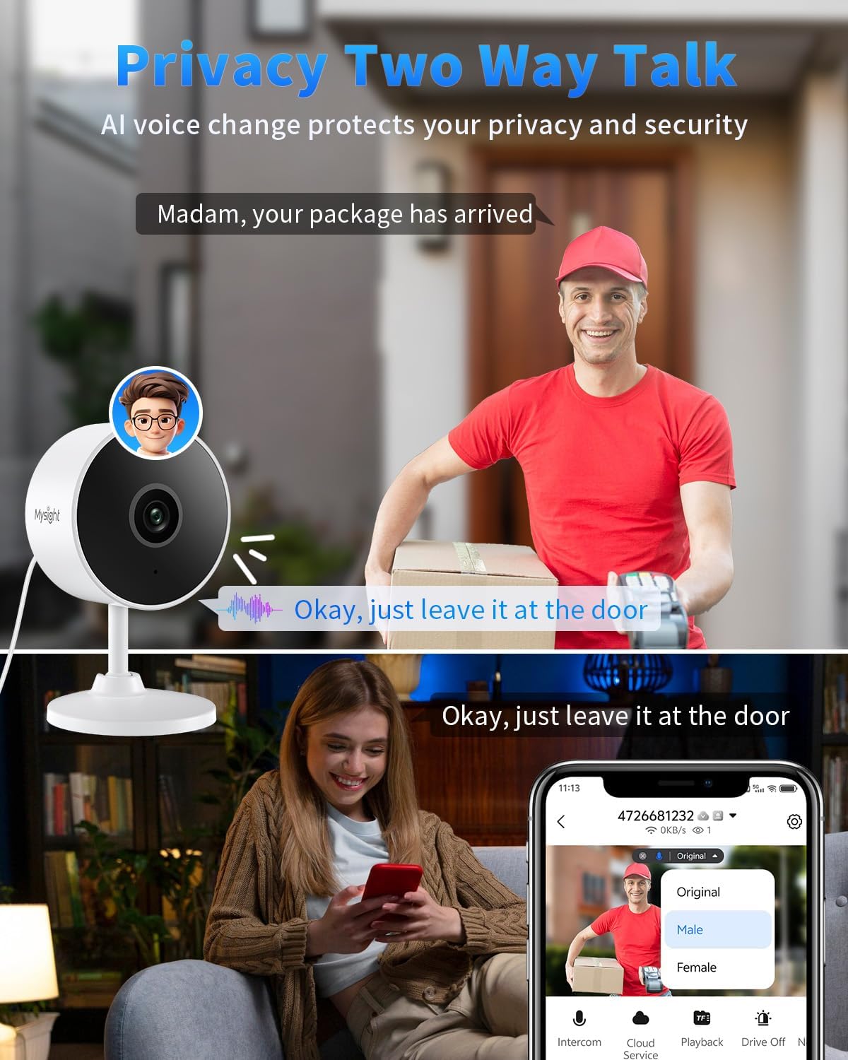 [5G & 2.4G] 2K Indoor Security Cameras for Home Security, AI Voice Change for 2-Way Talk, Motion Detection, Night Vision, 24/7 SD Recording/Cloud Storage, Baby Monitor/Dog/Pet Camera with Phone App, 4