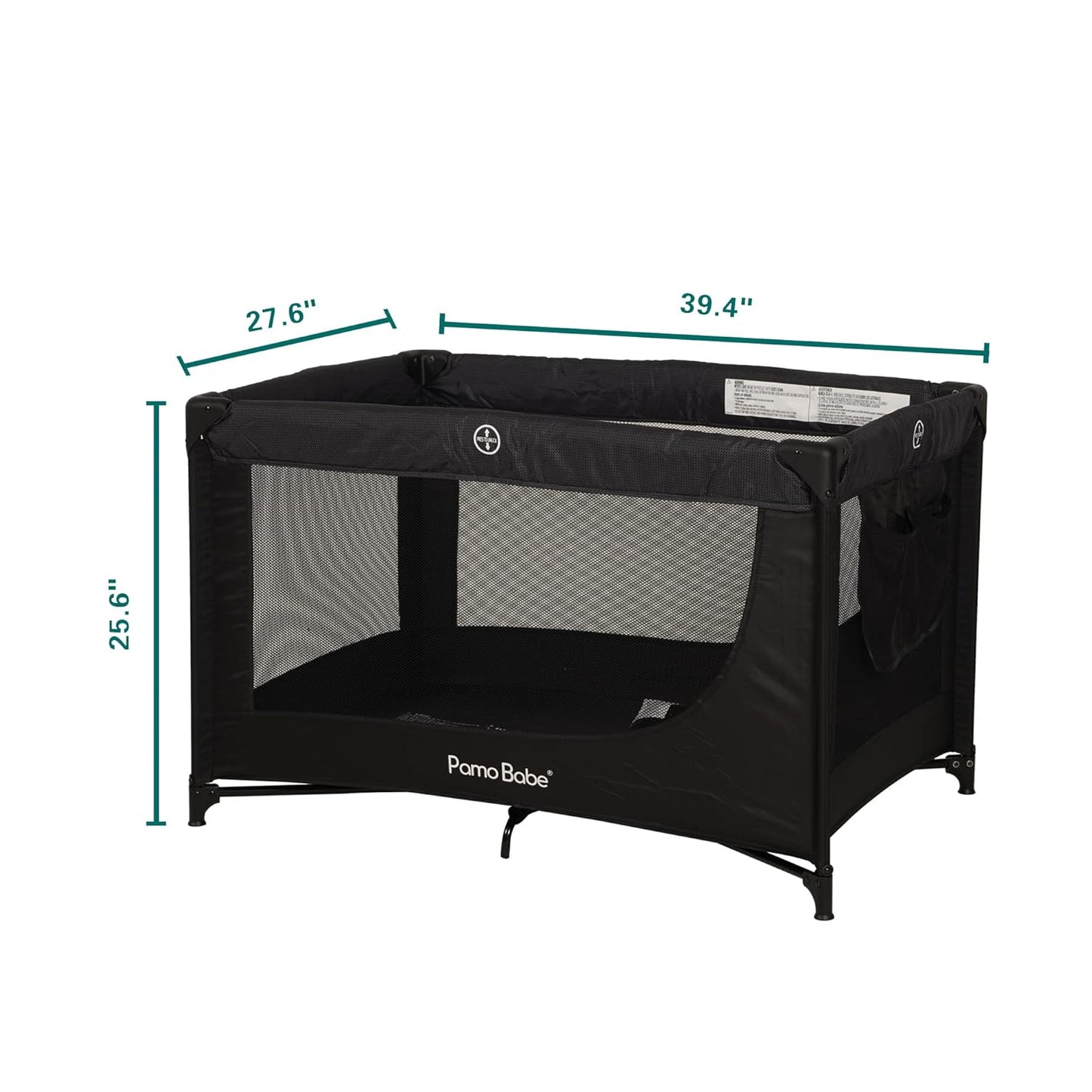 Pamo Babe Portable Crib Baby Playpen with Mattress and Carry Bag (Black)
