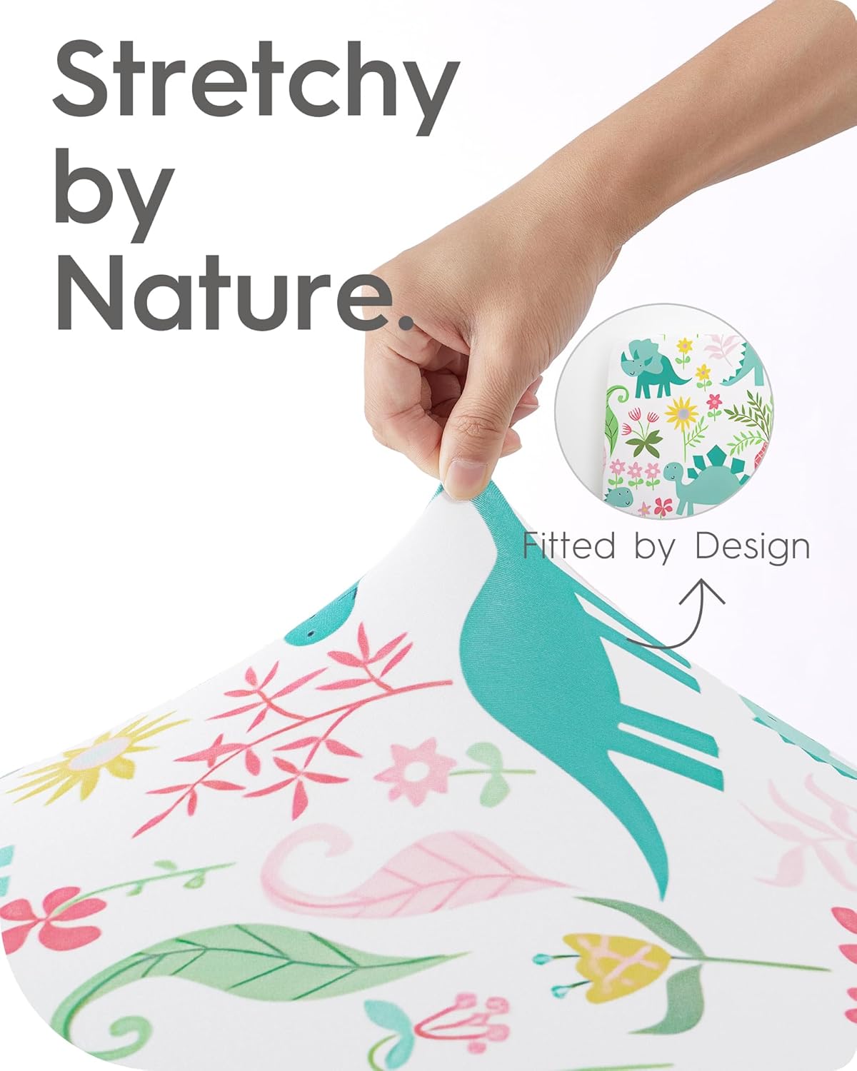 Dinosaur Pack N Play Sheets Fitted, Ultra Soft Mini Crib Sheets for Boy, Premium Jersey Knit Pack and Play Sheets, Stretchy Neutral Play Yard Sheets for Pack and Play Mattress, 2 Pack