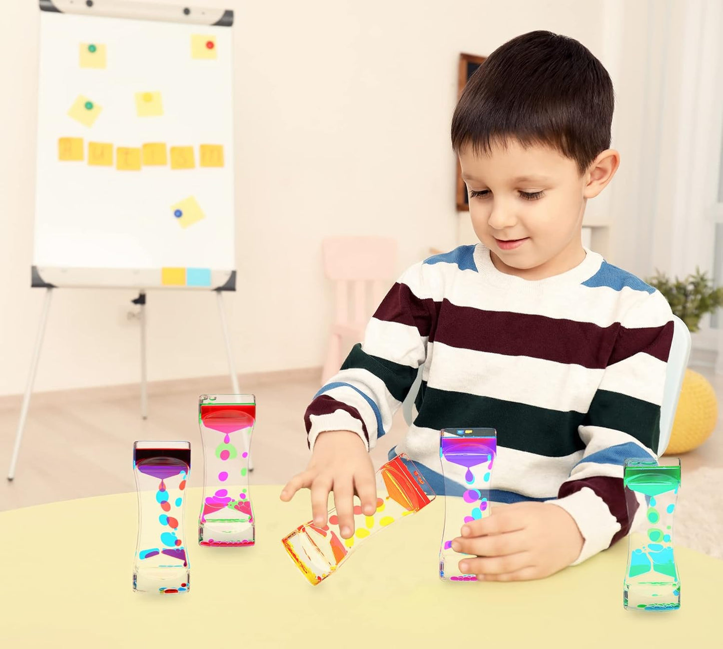 Liquid Motion Bubbler Timer,10 Pack Liquid Bubbler Relaxing Motion Timer Fidget Calming Toys,Sensory Play for Adults and Kid Stress Management,Colorful Hourglass Desk Decor