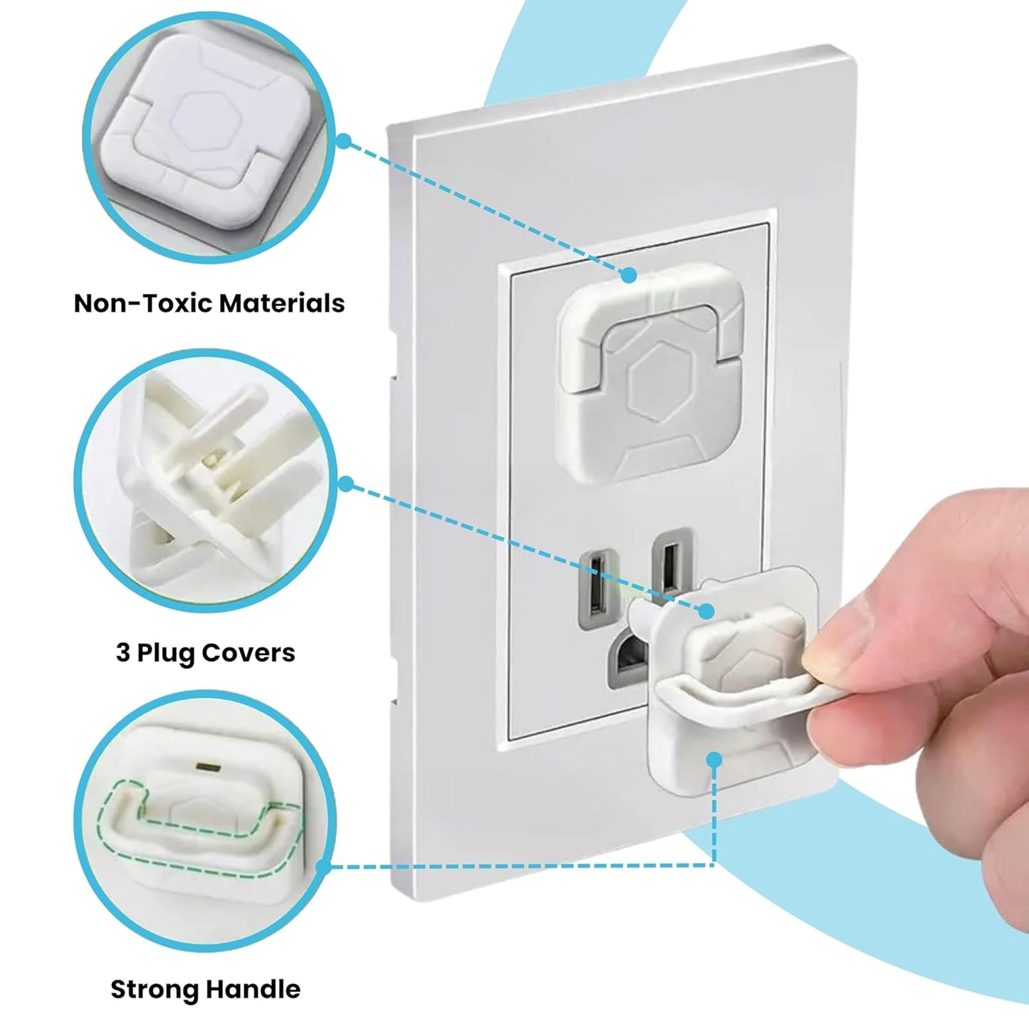 30 Pack Outlet Covers Baby Proofing with Pull Handle- Plug Covers Baby Proofing- White Baby Proof Outlet Covers 3 Prong Child Proof Outlet Cover- Shock Prevent Plug Protectors Baby Proof Plug Covers