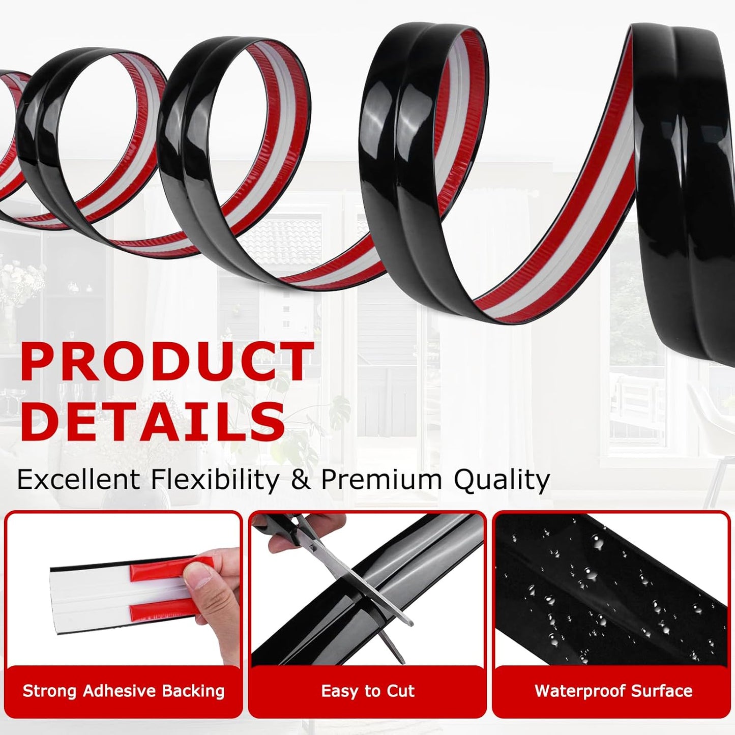 Flexible Wall Corner Protector Moulding Trim Peel and Stick Wall Corner Guards Edge Protector Self Adhesive Molding Trim Strip for Edge Ceiling (Black, 1.6 in x 20 Ft)