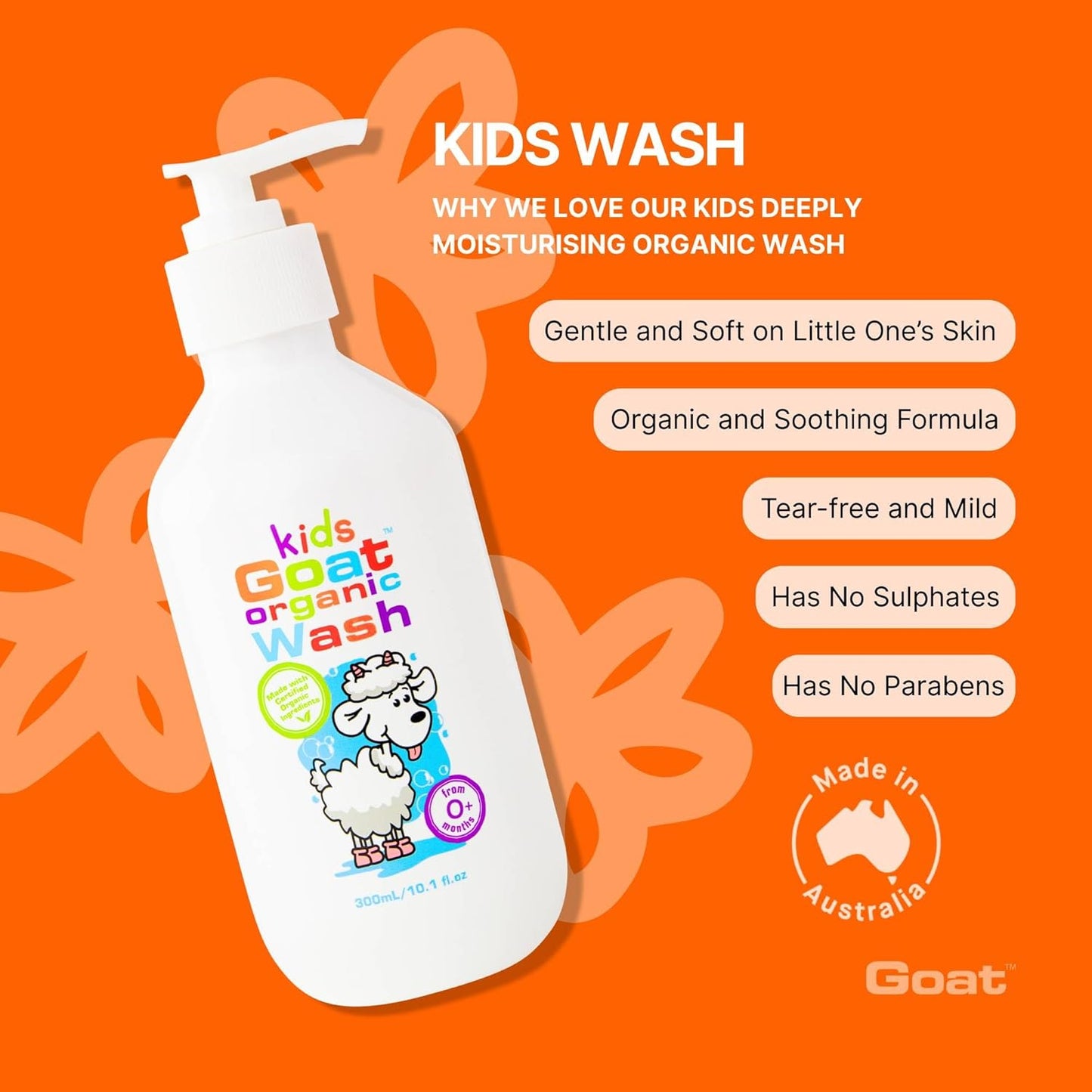 Goat Milk Kids Organic Body Wash: Balance and Moisture for Kids and Babies' Skin, 10.1 Fl oz