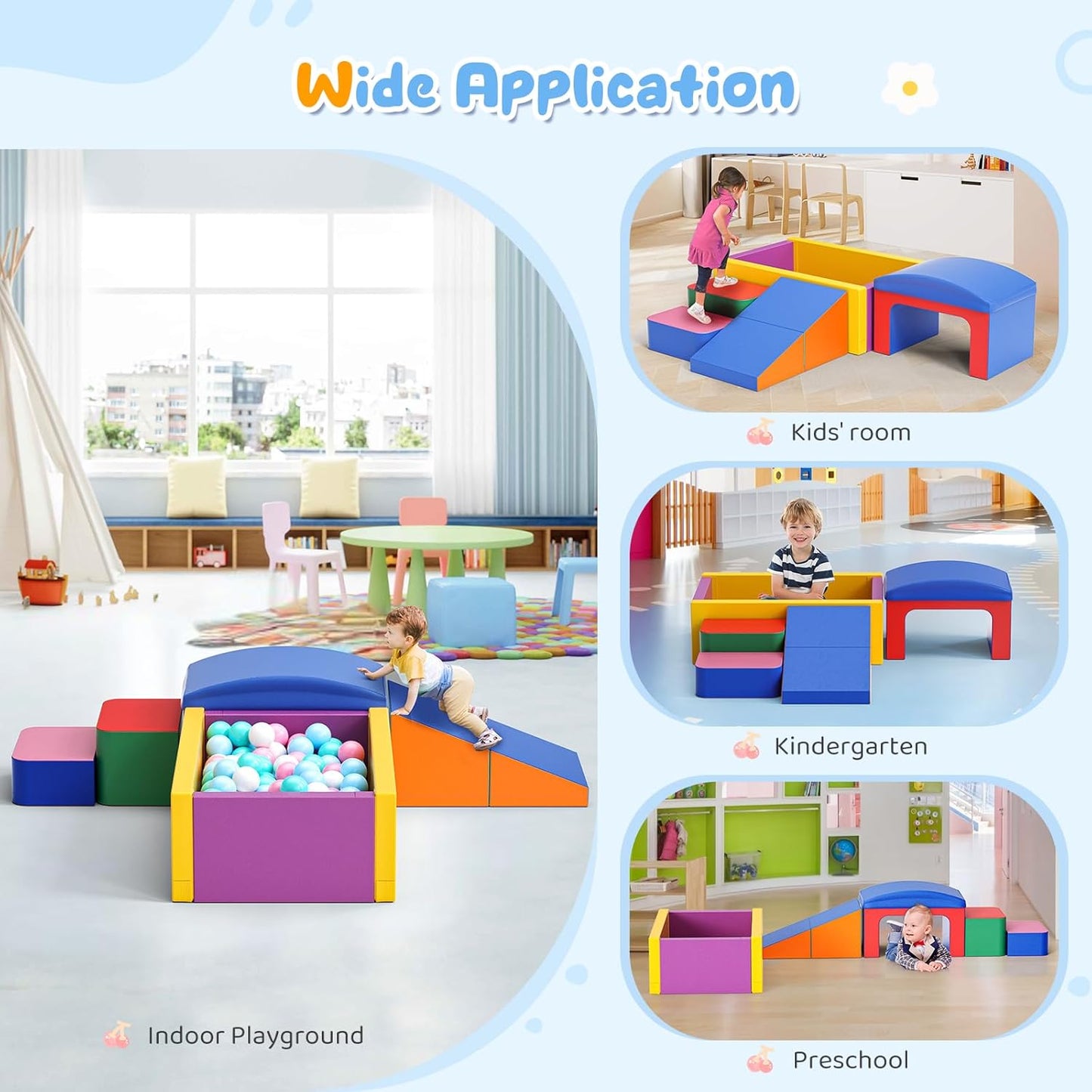 Lischwert Foam Climbing Blocks for Toddlers, Soft Play Ball Pit, Baby Climbing Blocks Soft Play Climbing for Toddlers with Foldable Block and Tunnel Indoor Climbing Toys for Toddler 1-3