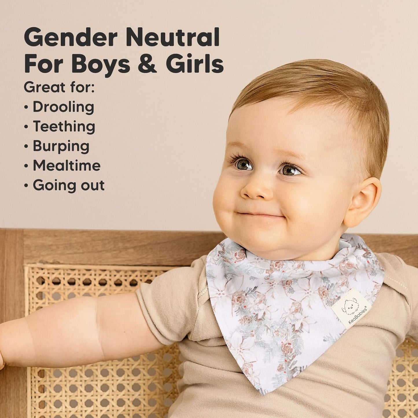 8-Pack Organic Baby Bandana Bibs for Girls - Super Absorbent Triangle Baby Bibs for Drooling and Teething Infant, 100% Cotton Extra Soft for Newborn, Infant 0-36 Months (Bloom)