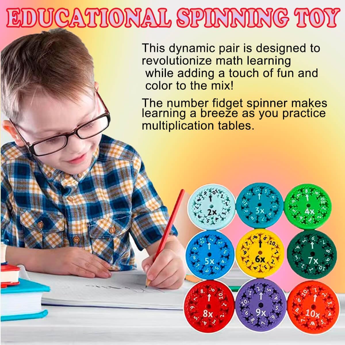 Math Fidget Spinner,Educational Math Fact Fidget Spinners - Learn Division & Multiplication -Math Learning & Education Toys Game (18pcs)