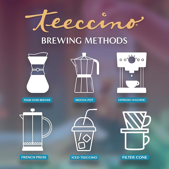 Teeccino Dandelion Dark Roast Herbal Coffee - 10 oz - Caffeine-Free Coffee Alternative with Prebiotics, Gluten Free, Acid Free, Organic