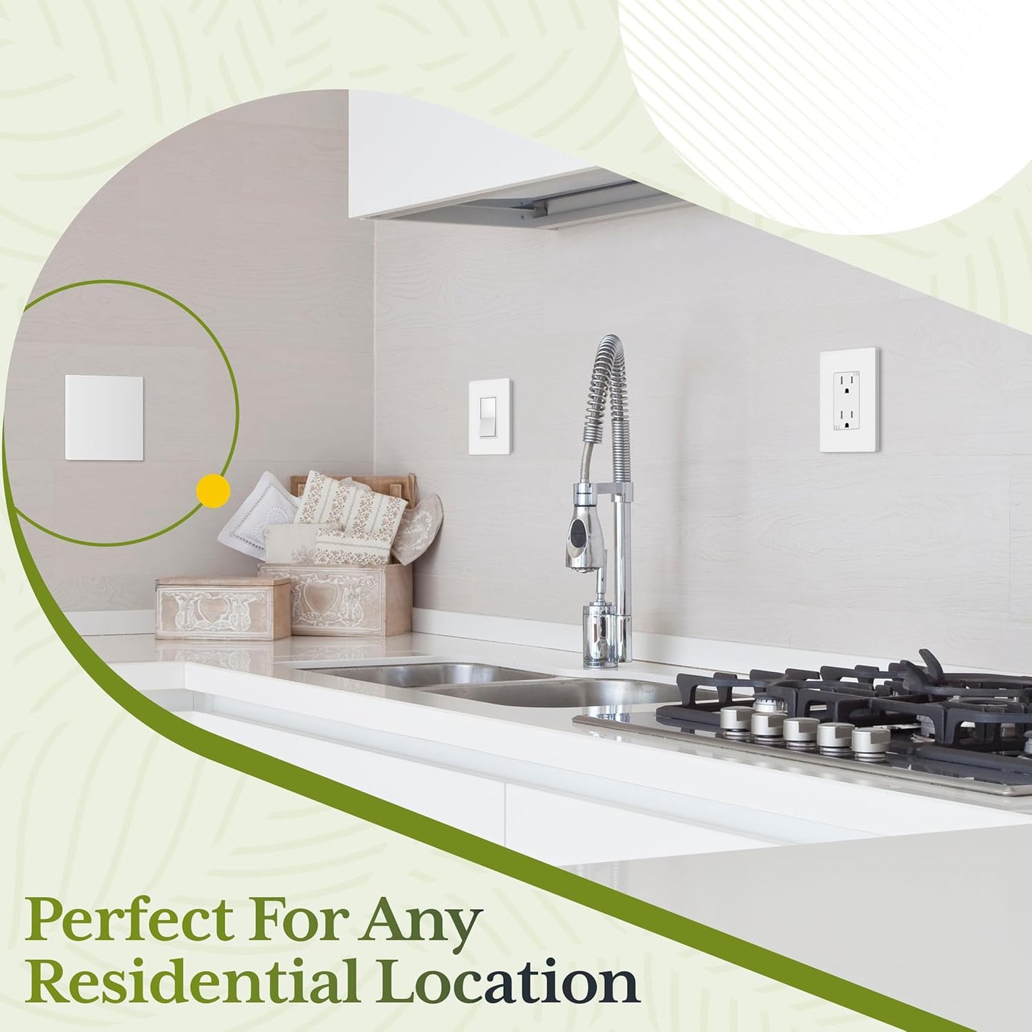 TG Screwless Double Blank Wall Plate, Child Safe Blank Device Outlet Cover, Mid-Size 2-Gang 4.88" H x 4.92" L, Polycarbonate Thermoplastic, UL Listed, SP-MB2-W5P, White (5 Pack)