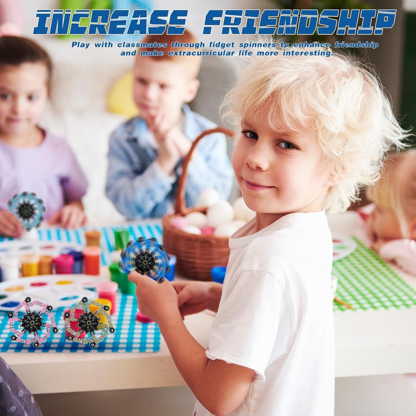 120 Pcs Transformable Fidget Spinners Bulk Robot Sensory Fidget Toys Stress Relief Spinner DIY Deformation Mechanical Gyro Toys Easter Party Favors for ADHD Autism Kids Adults