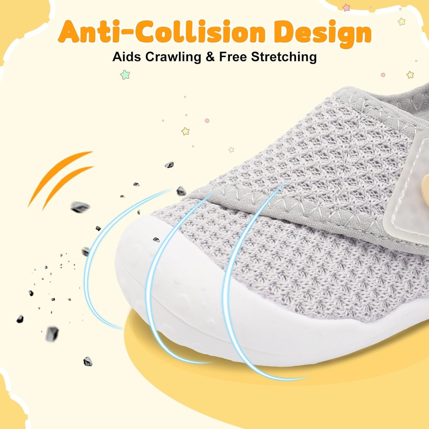 FEETCITY Baby First Walking Shoes Wide Baby Shoes Infant Sneakers Newborn Crib Shoe Barefoot Lightweight Slip On Shoe