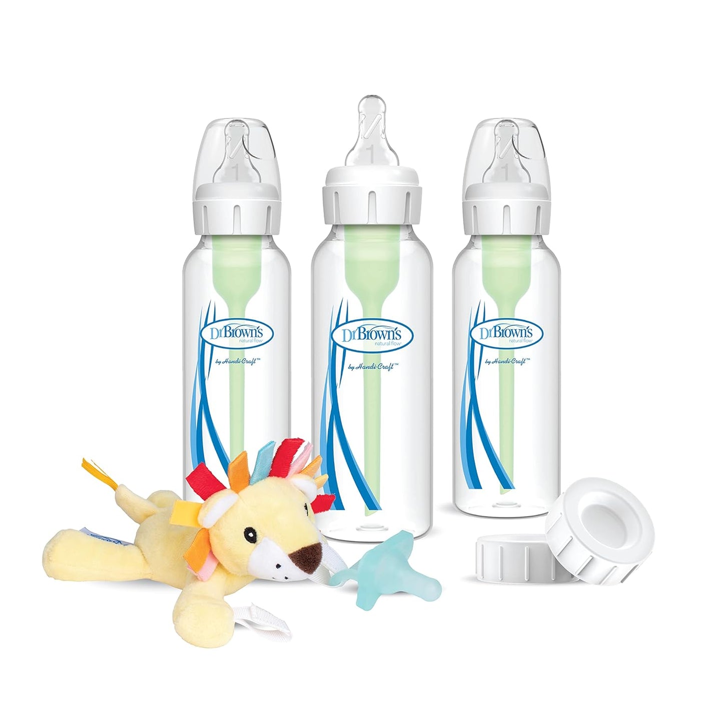 Dr. Brown's Natural Flow® Anti-Colic Options+™ Narrow 8oz/250mL Baby Bottle + Lovey Gift Set with Level 1 Slow Flow Nipples