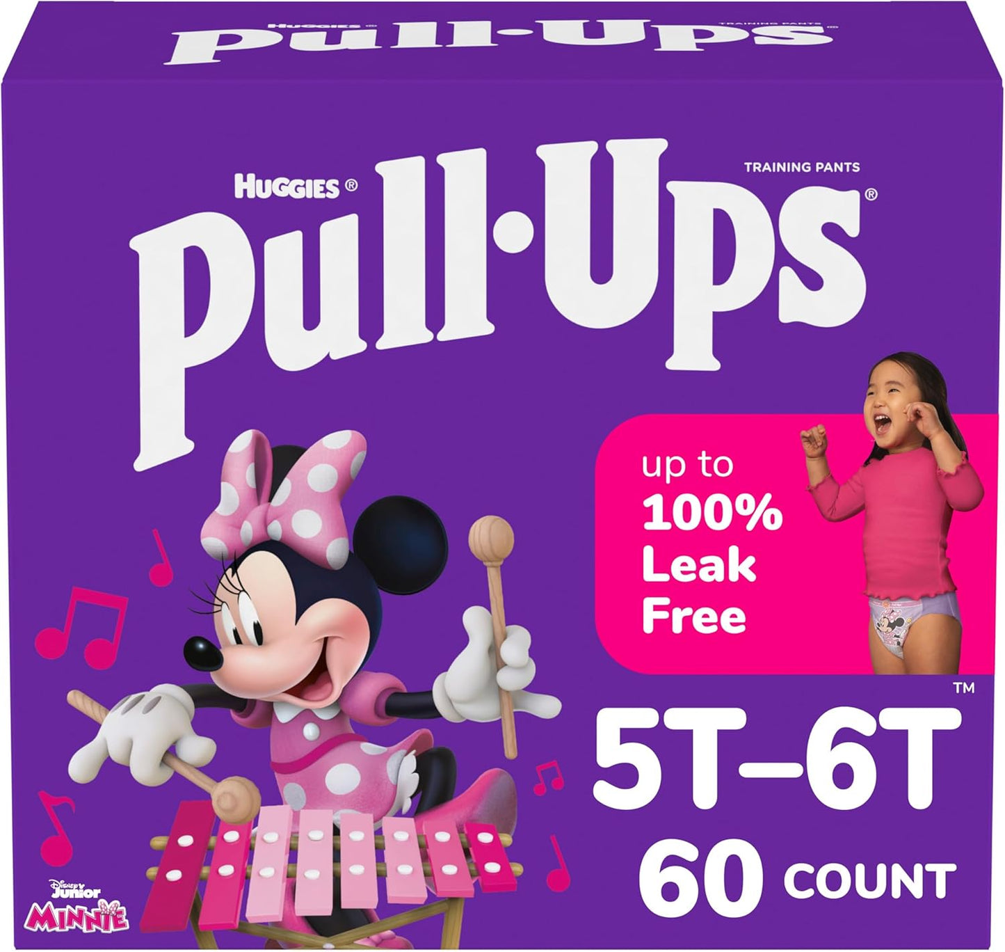 Pull-Ups Girls' Potty Training Pants, Size 5T-6T Training Underwear (46+ lbs), 60 Count