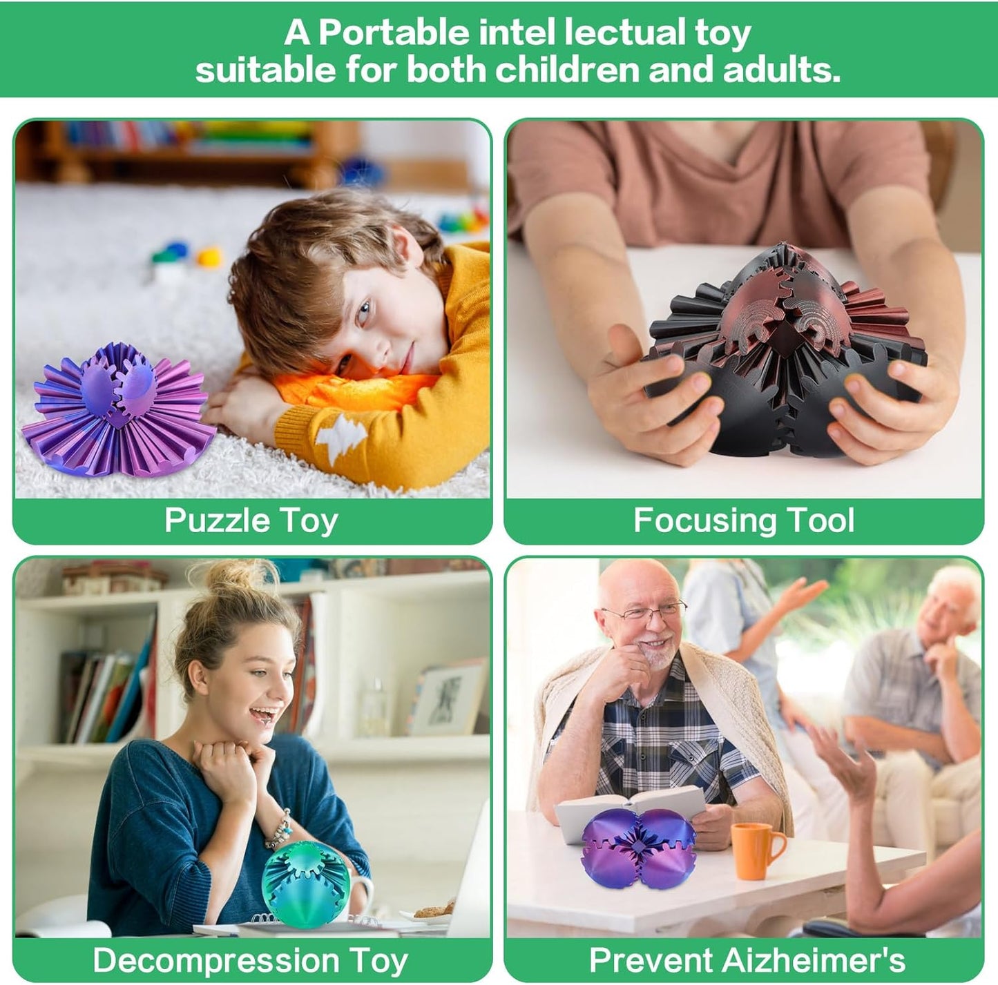 Gear Ball - 3D Printed Gear Ball Spin Ball or Cube Fidget Toy, Gear Sphere, Gear Ball Gearball Fidget Toy, Stress Ball, GearSphere Desk Toy, Fidget Ball, Gear Toy for Stress and Anxiety Relaxing