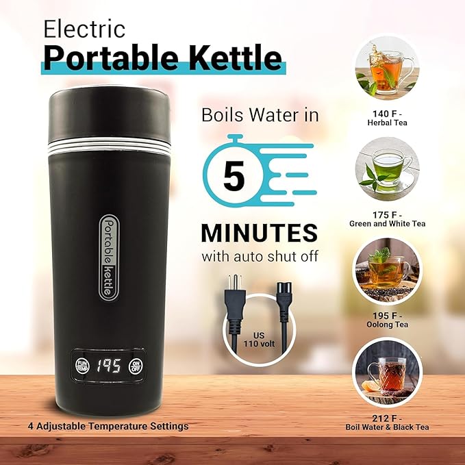 Tea Gift Set with Kettle – 26 -Piece Sampler for Women & Men, Insulated Mug, Assorted Organic Hrny & Sons Teas, Pure Honey & Accessories (Teal+Kettle - Hrny)