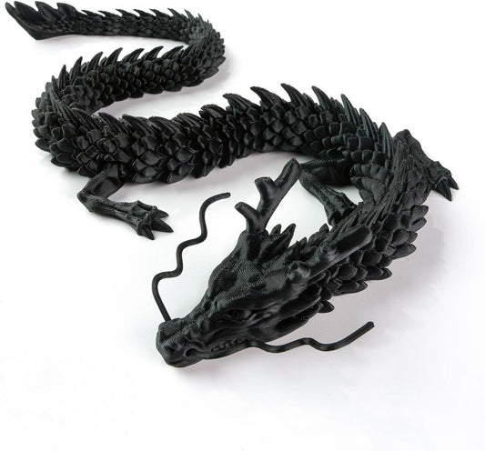 3D Printed Dragon - Articulated and Posable Toy for Car Decoration - Strikingly Realistic Dragon crystal Figure gifts (Black)