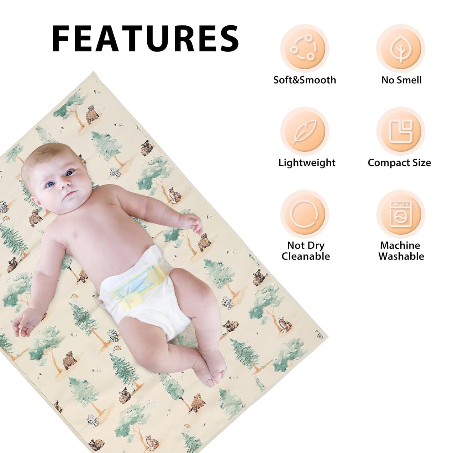 Vegan Leather Baby Changing Mat - Wipeable Portable Changing Pad, Foldable Travel Changing Mat for Baby, Newborns Toddlers Shower Gifts (Forest,20"*28")