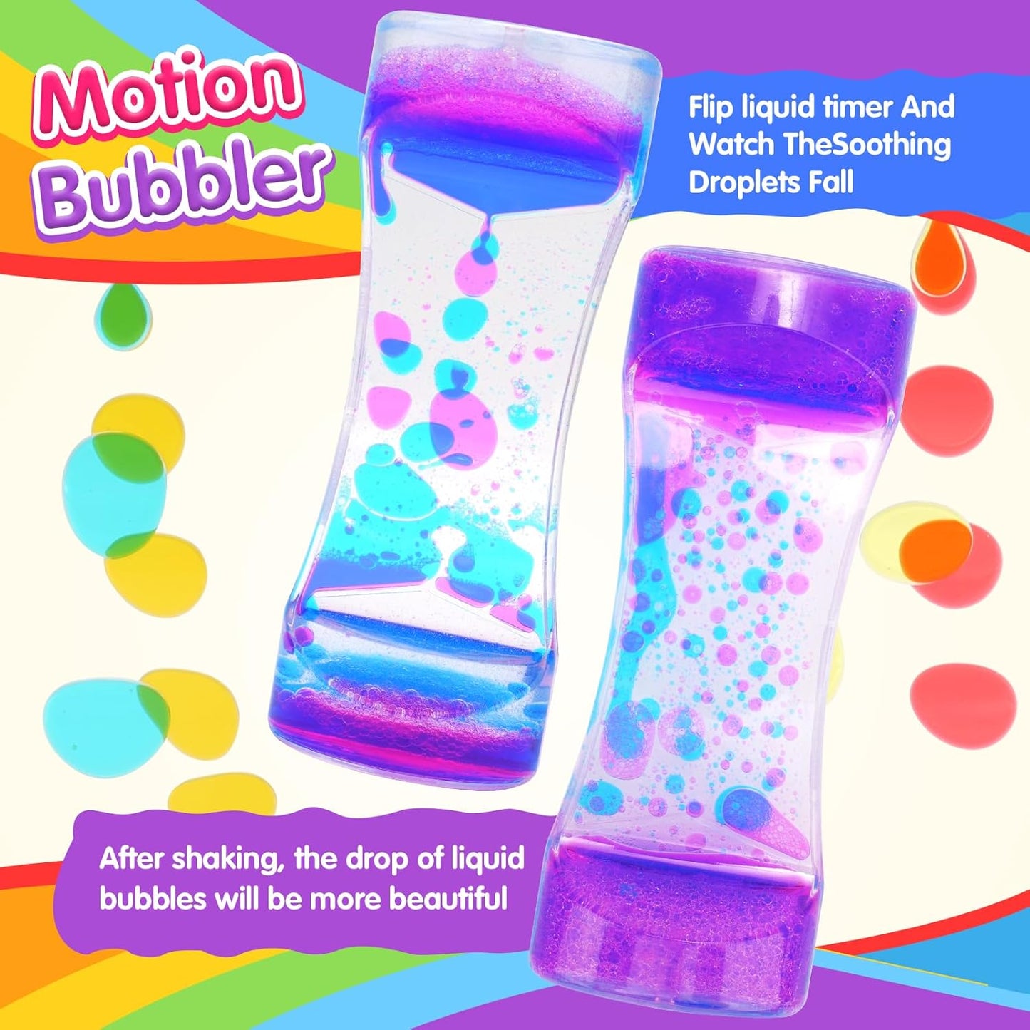 Liquid Motion Bubbler Sensory Toys - 6 Pack Liquid Timer Sensory Toys for Autistic Children, Liquid Motion Toys Or Motion Bubbler Sensory Timer for Playful Learning and Sensory Exploration