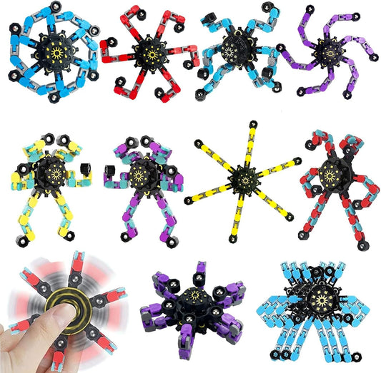 20 Pcs Transformable Fidget Spinner, Fidget Toys Bulk for Adults, Transformable Chain Robot Finger Toy DIY Deformation Robot Mechanical Spinners Stress Relief Fidget Toy for Teens Adults