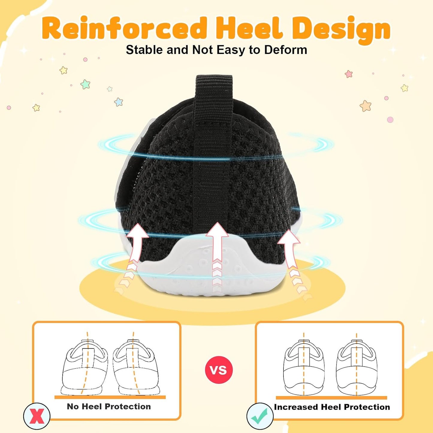 FEETCITY Baby First Walking Shoes Wide Baby Shoes Infant Sneakers Newborn Crib Shoe Barefoot Lightweight Slip On Shoe