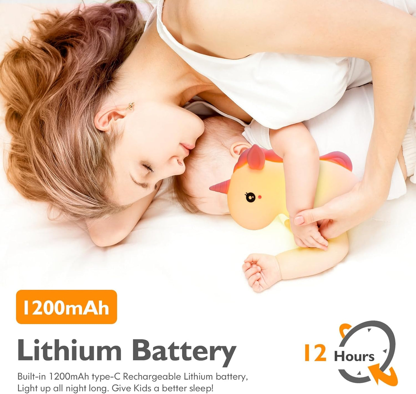 Unicorn Night Lights for Girls Bedroom, Cute Silicone Kids Night Light, Rechargeable LED Night Lamp Squishy Kawaii NightLights for Baby Nursery Children Toddlers Teen Christmas Girls