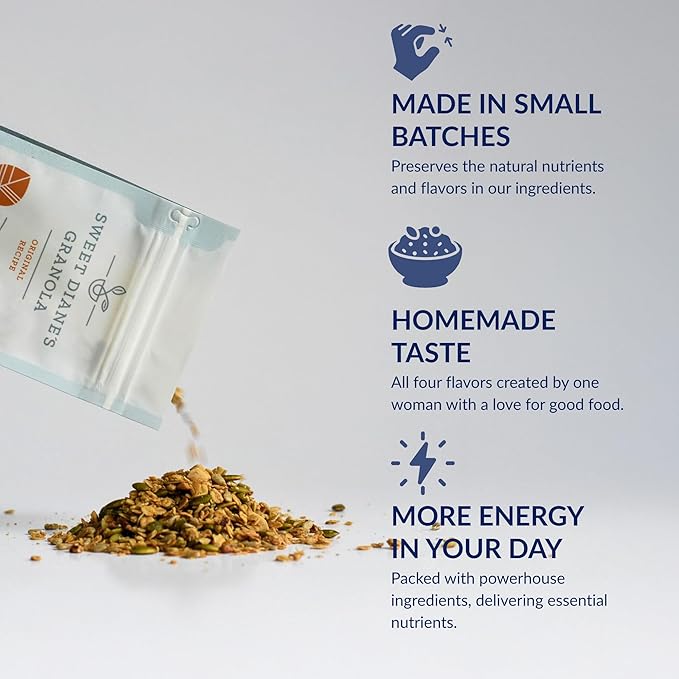 Sweet Diane’s Granola – Family Size (36 oz) Original Recipe Organic Granola, Low-Sugar, High-Fiber, Gluten-Free, Vegan, Delicious Breakfast and Snack Topper