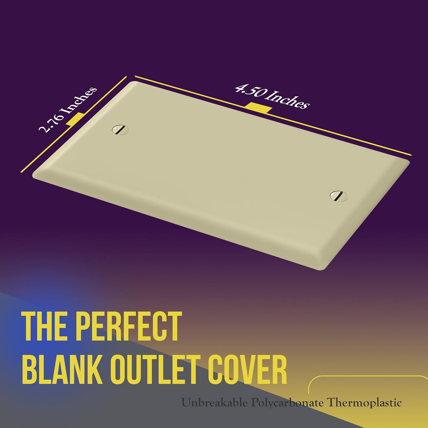 ENERLITES Blank Device Wall Plate, Gloss Finish, Standard Size 1-Gang 4.50" x 2.76", Polycarbonate Thermoplastic, 8801-I, Ivory