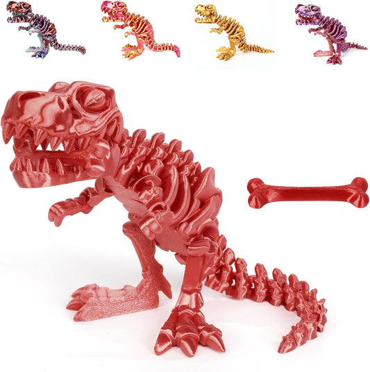 3D Printed Dinosaur Bones Tyrannosaurus Rex Skeleton with Movable Joints, 3D Model Skull T-Rex, Flexible Articulated Dinosaur Fidget Toys Adults for Autism/ADHD