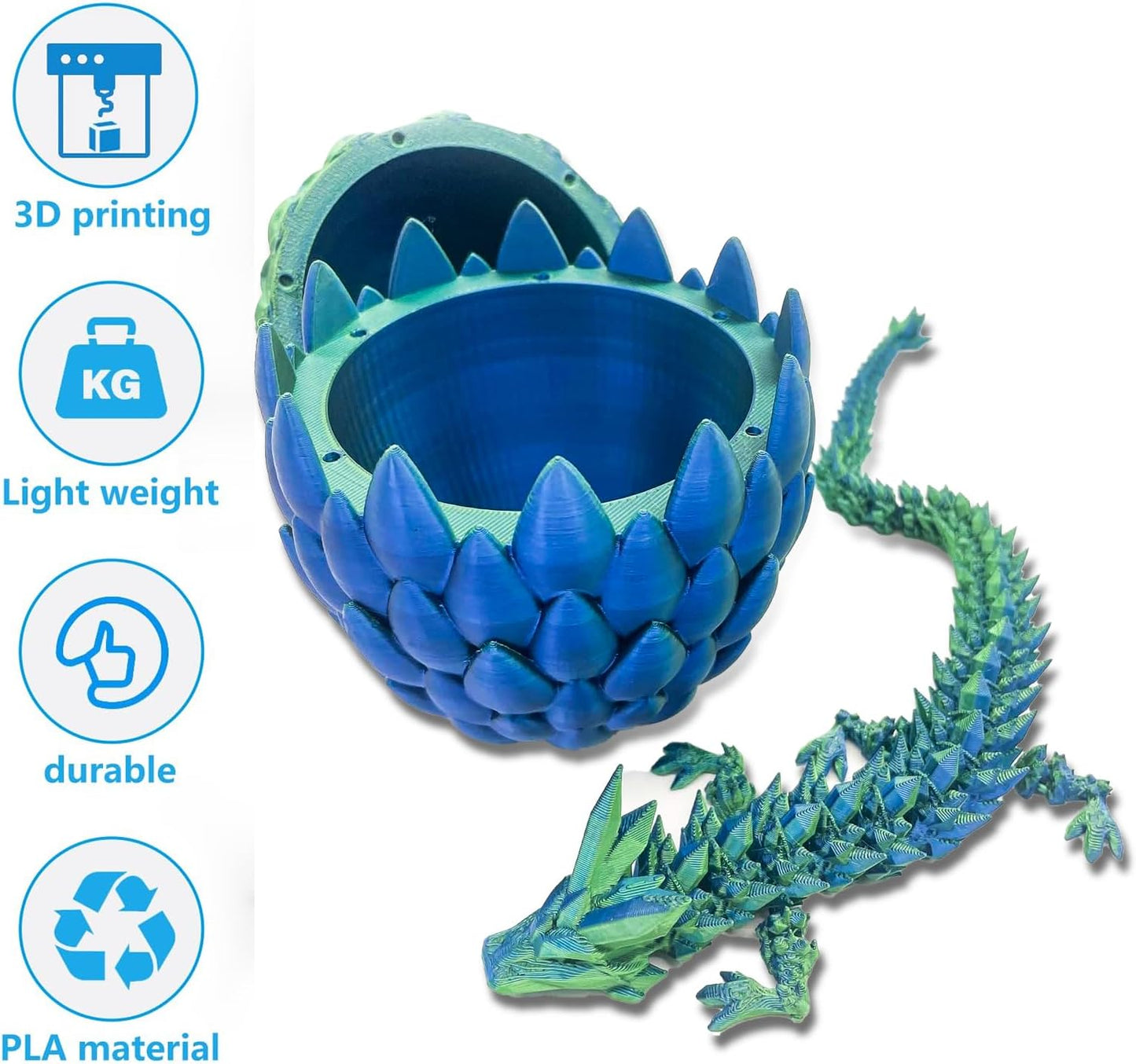 Easter Dragon Eggs 3D Printed Dragon Egg with Dragon Inside Articulated Crystal Dragon Fidget Toy Mystery Easter Suprise Home Office Decor Executive Desk Toys