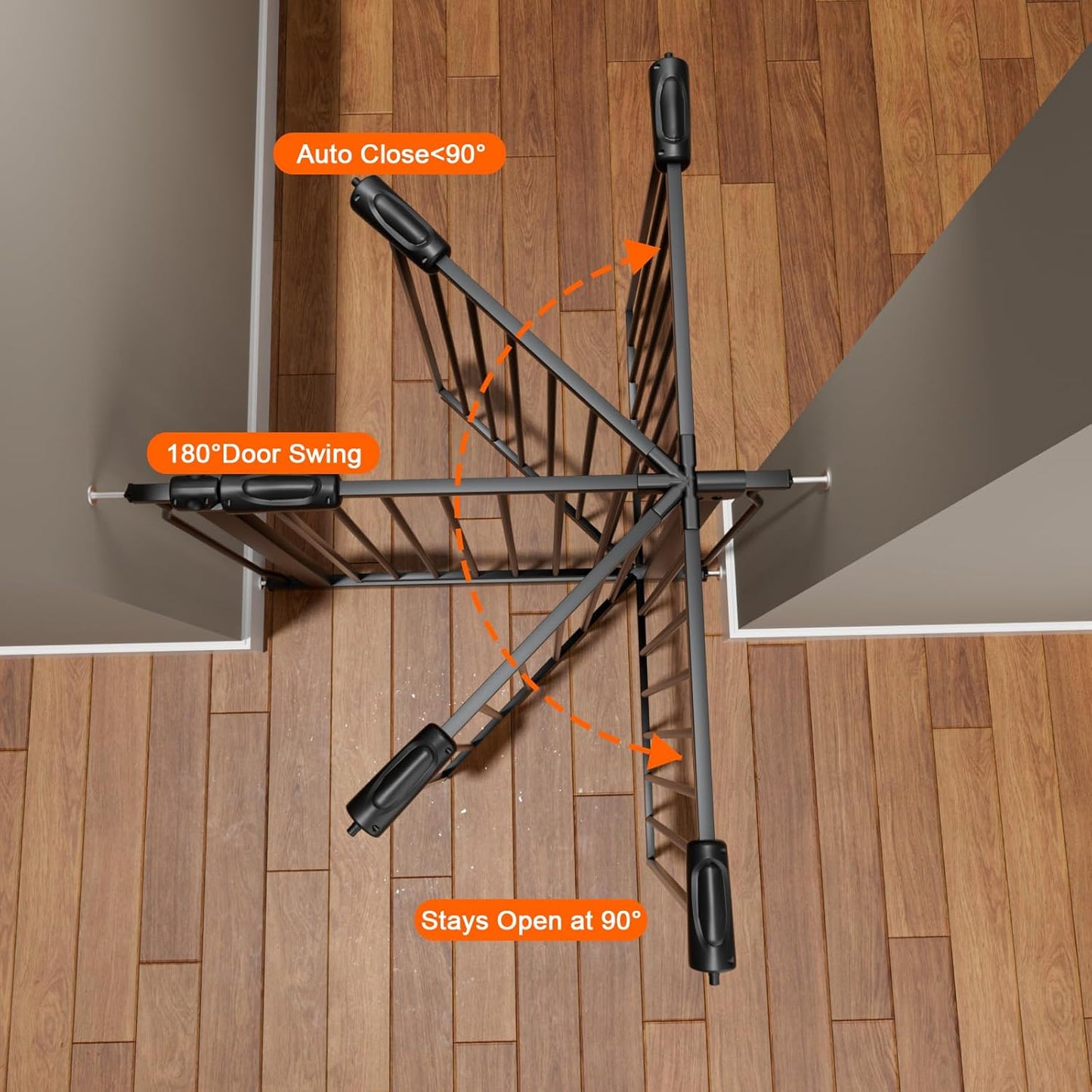 HOOEN Wide Baby Gates for Doorway Stairs 30" Tall 43.5 to 48 Inch Wide Indoor Child Gate for Kid or Pet Dogs Walk Through Pressure Mounted Baby Dog Gate